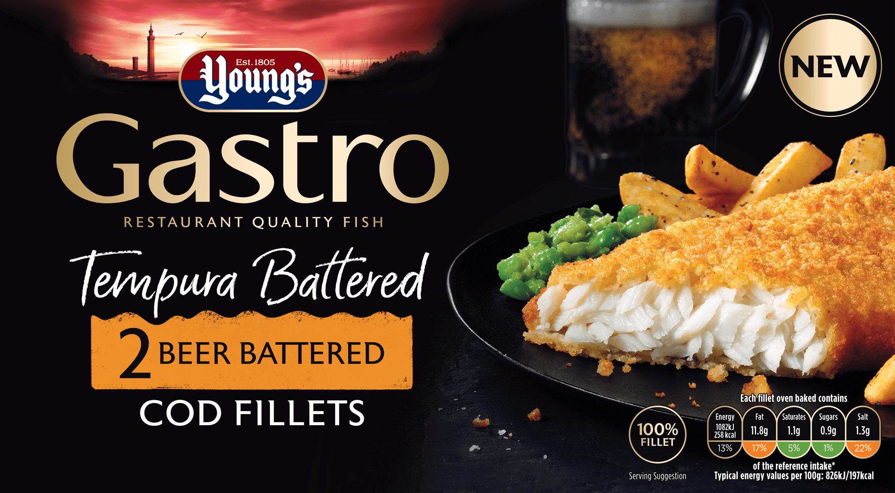 2 Tempura Beer Battered Cod Fillets • Young's Seafood